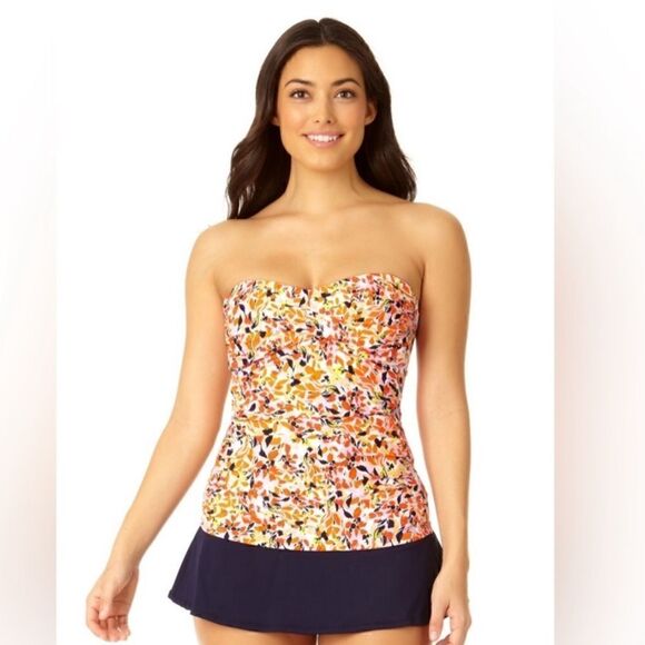 Anne Cole swimsuit  Women's Twist Front Bandeaukini Swim Top S - Picture 3 of 13